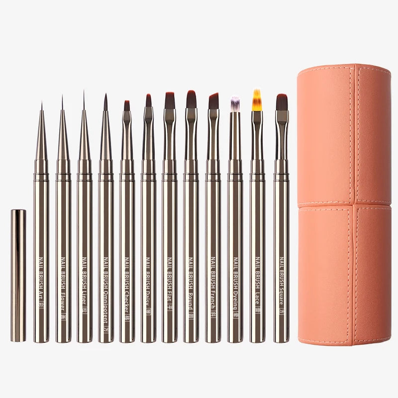 Luxury Metal Nail Art Enhancement Brush Set