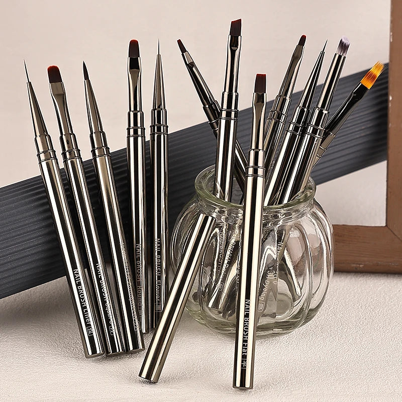 Luxury Metal Nail Art Enhancement Brush Set