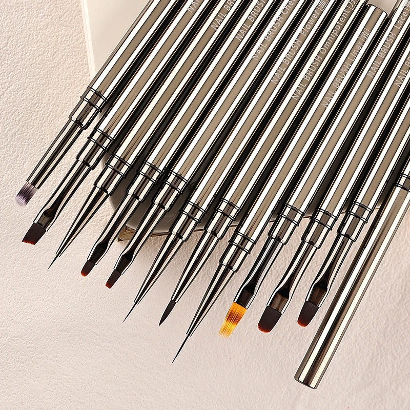 Luxury Metal Nail Art Enhancement Brush Set